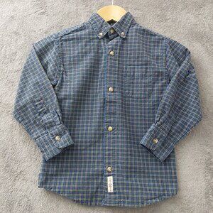 Arizona Jean Co Boys Medium Blue Plaid Long Sleeve Button Down Shirt
